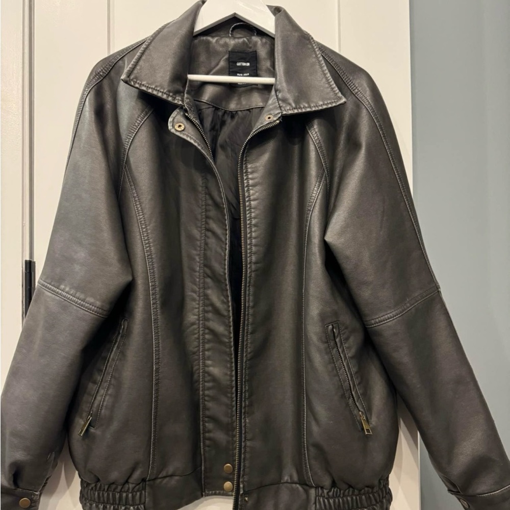 Oversized Faux Leather Jacket